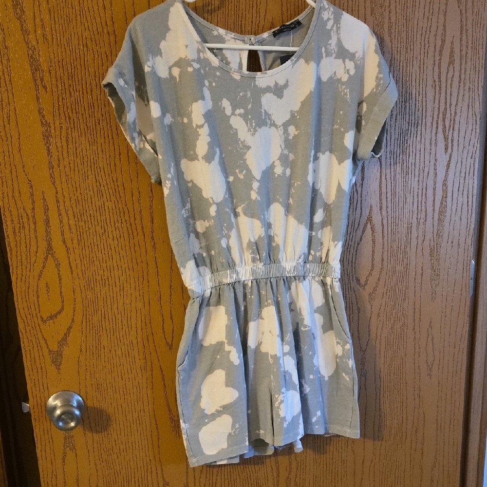 Final Touch Gray and White Tie-Dye Romper.